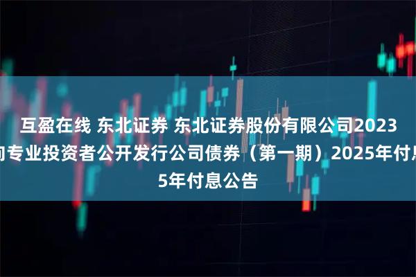 互盈在线 东北证券 东北证券股份有限公司2023年面向专业投资者公开发行公司债券（第一期）2025年付息公告